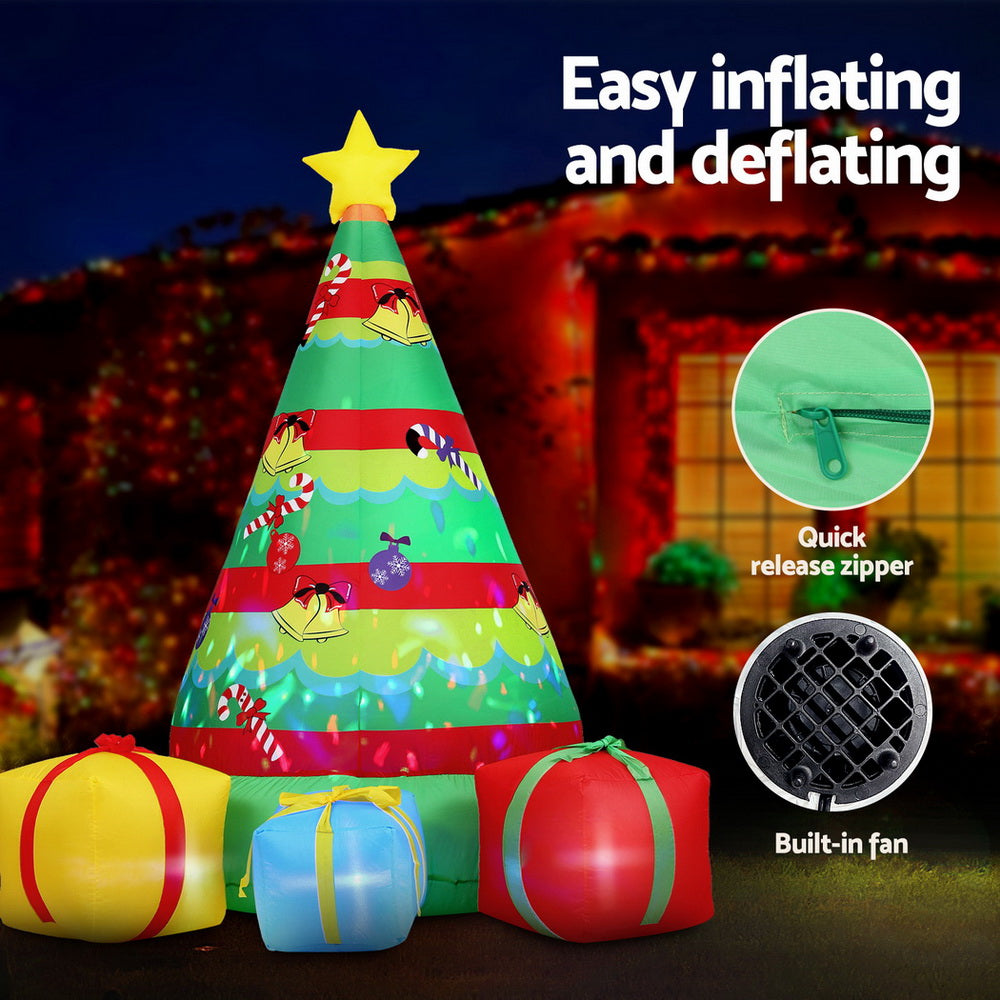 Jingle Jollys Christmas Inflatable Gift Tree 2.2M Height Flashing Light Decorations Illuminated - SuperSaverAU - view 5
