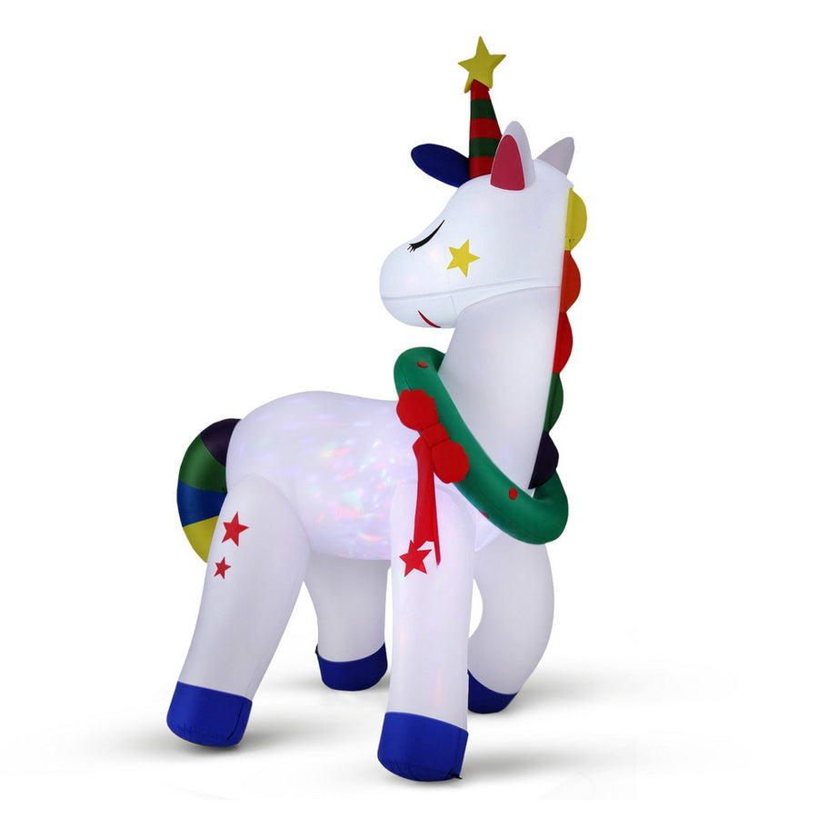 Jingle Jollys Christmas Inflatable Unicorn 1.8M Tall Outdoor Decorations Illuminated - SuperSaverAU - view 1