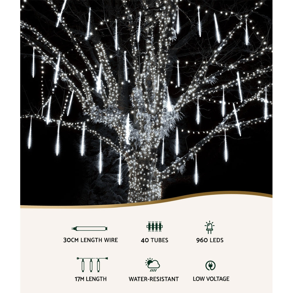 12M Christmas Lights Icicle Light 960 LED Falling Metor Jingle Jollys - SuperSaverAU - view 3