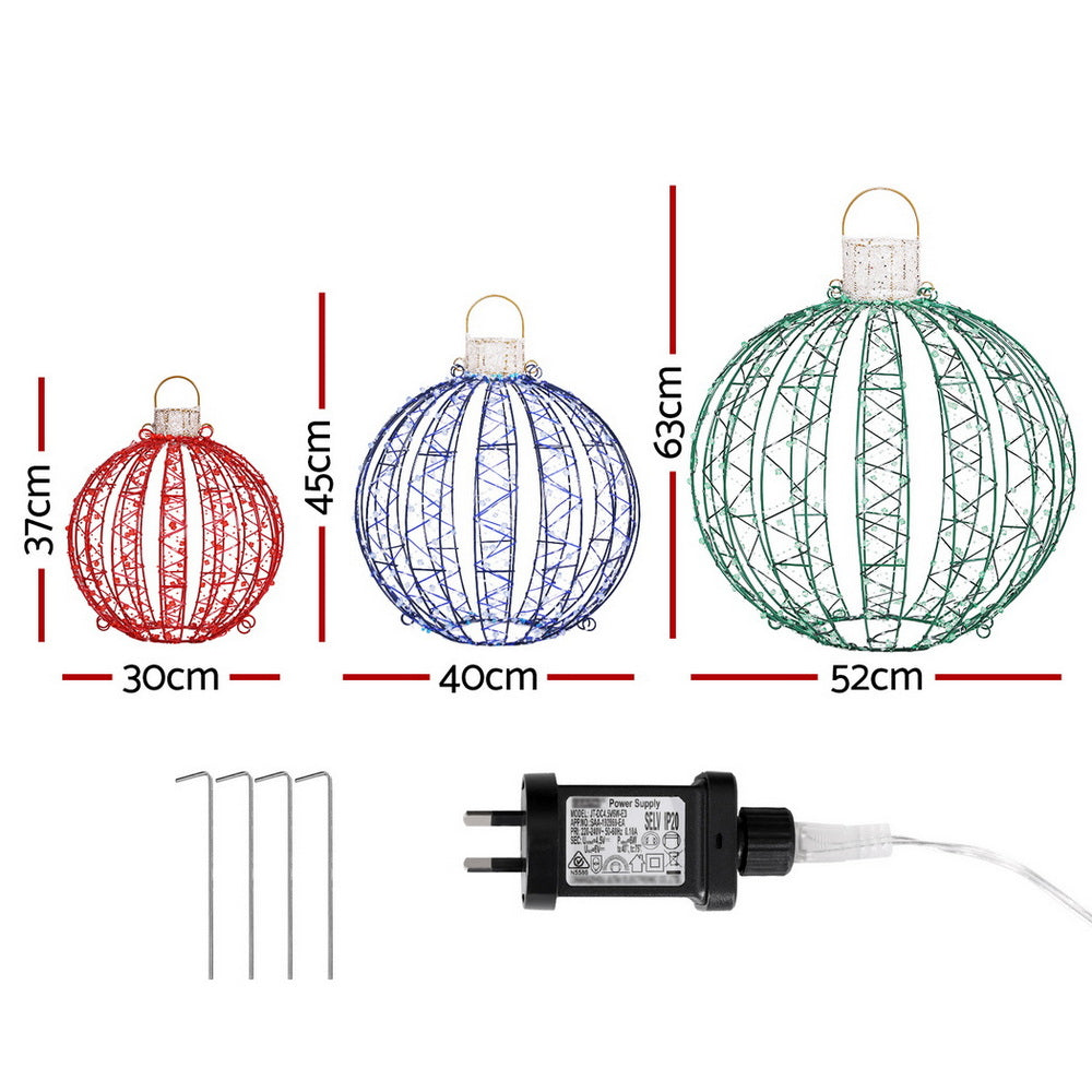 Jingle Jollys Christmas Lights 320 LED Fairy Light 3pcs Ball Decorations Set - SuperSaverAU - view 2