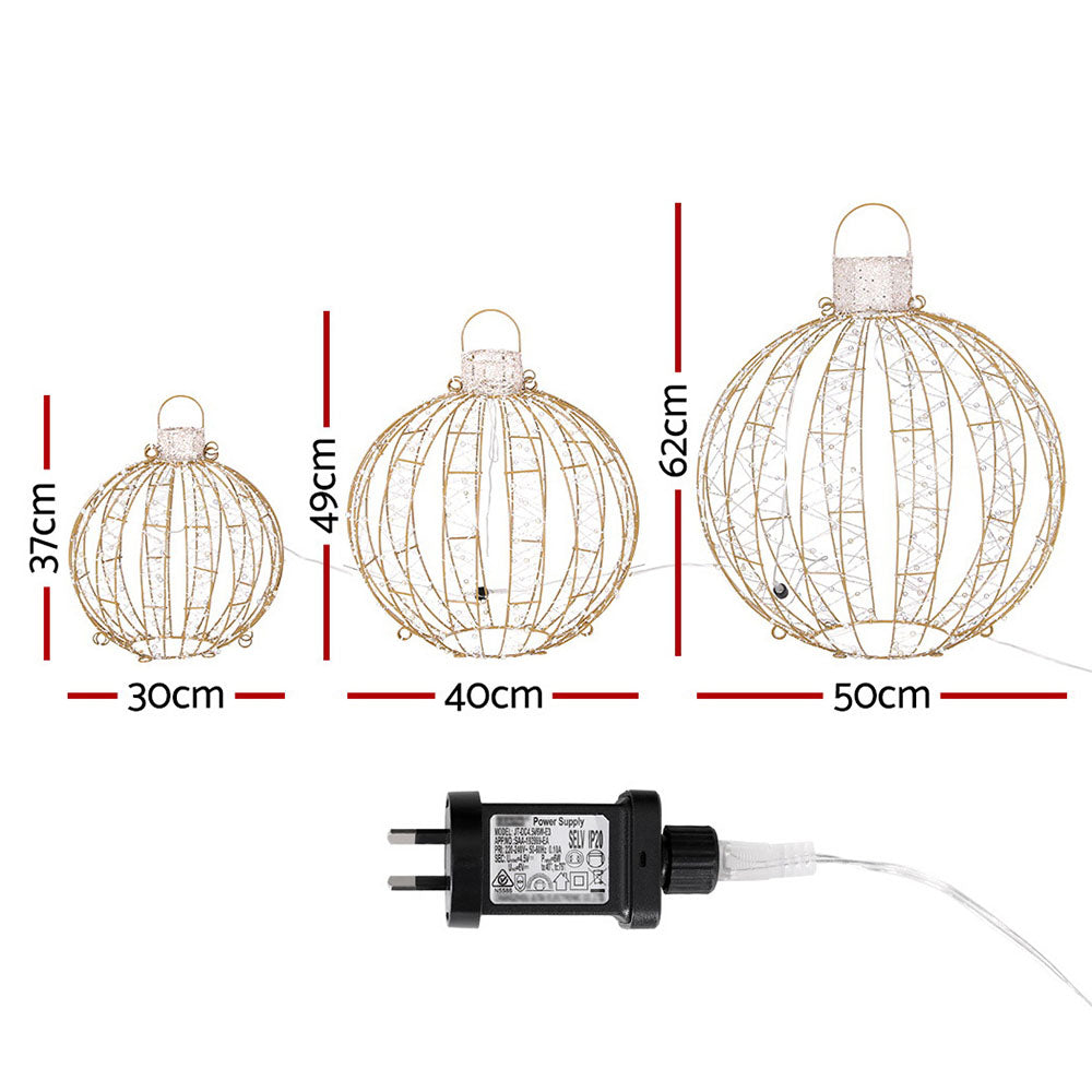 3 PCS Christmas Lights 360 LED Fairy Light Ball Decorations Jingle Jollys - SuperSaverAU - view 2