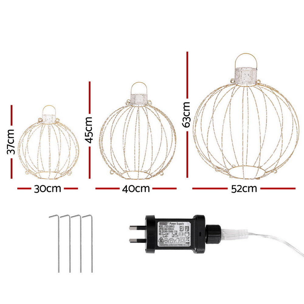 Jingle Jollys Christmas Lights 320 LED Fairy Light 3pcs Ball Decorations Set - SuperSaverAU - view 2