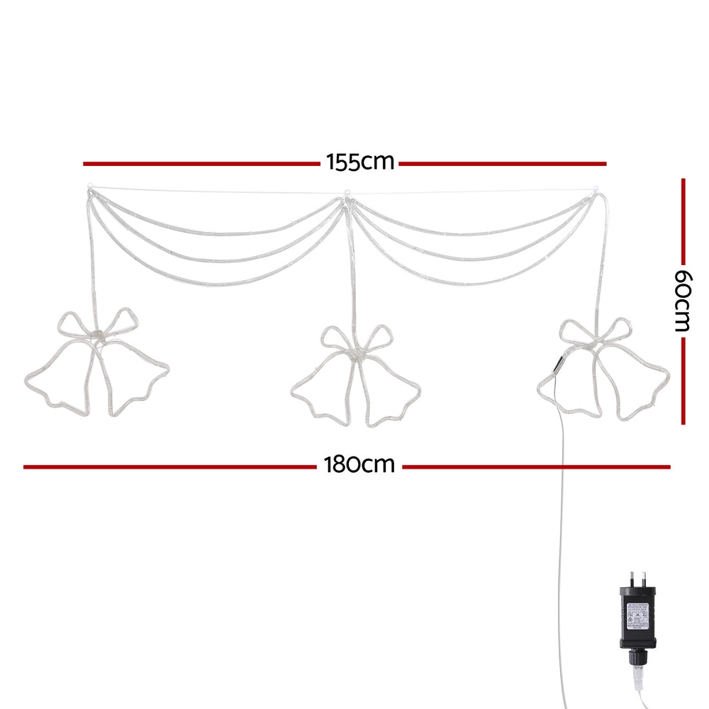 1.8M Christmas Lights 288 LED Bell Motif Light Decorations Jingle Jollys - SuperSaverAU - view 2