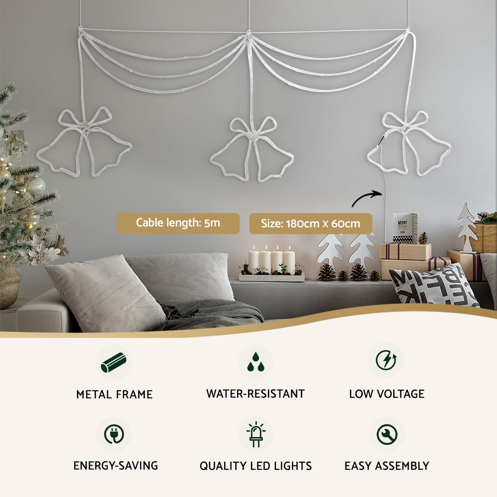 1.8M Christmas Lights 288 LED Bell Motif Light Decorations Jingle Jollys - SuperSaverAU - view 4