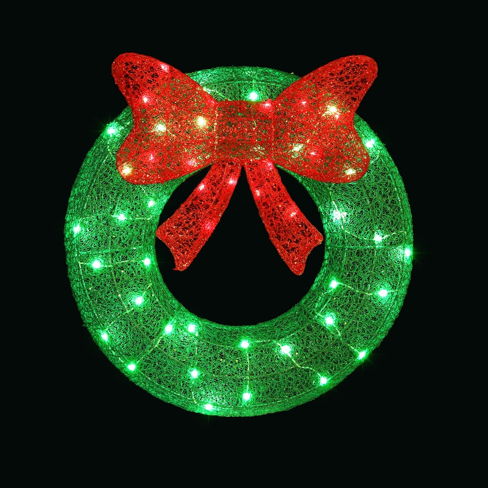 0.6M Christmas Lights 50 LED Motif Solar Wreath Xmas Decorations Jingle Jollys - SuperSaverAU - view 1