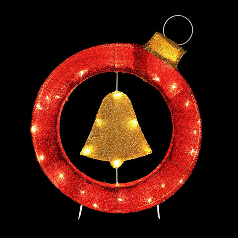 Jingle Jollys Christmas Lights 60cm Motif 30 LED Bell Wreath Xmas Decorations - SuperSaverAU - view 1
