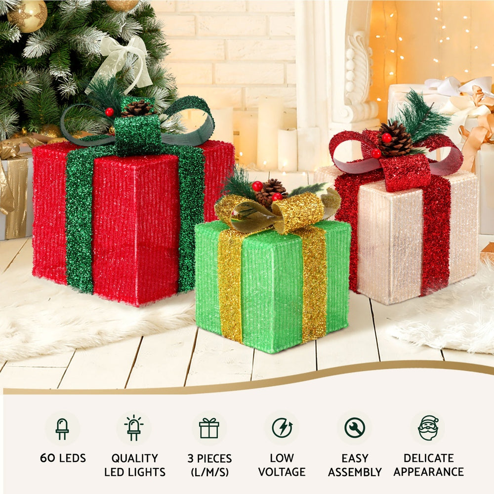 3 PCS Christmas Lights 60 LED Fairy Light Gift Box Jingle Jollys - SuperSaverAU - view 4
