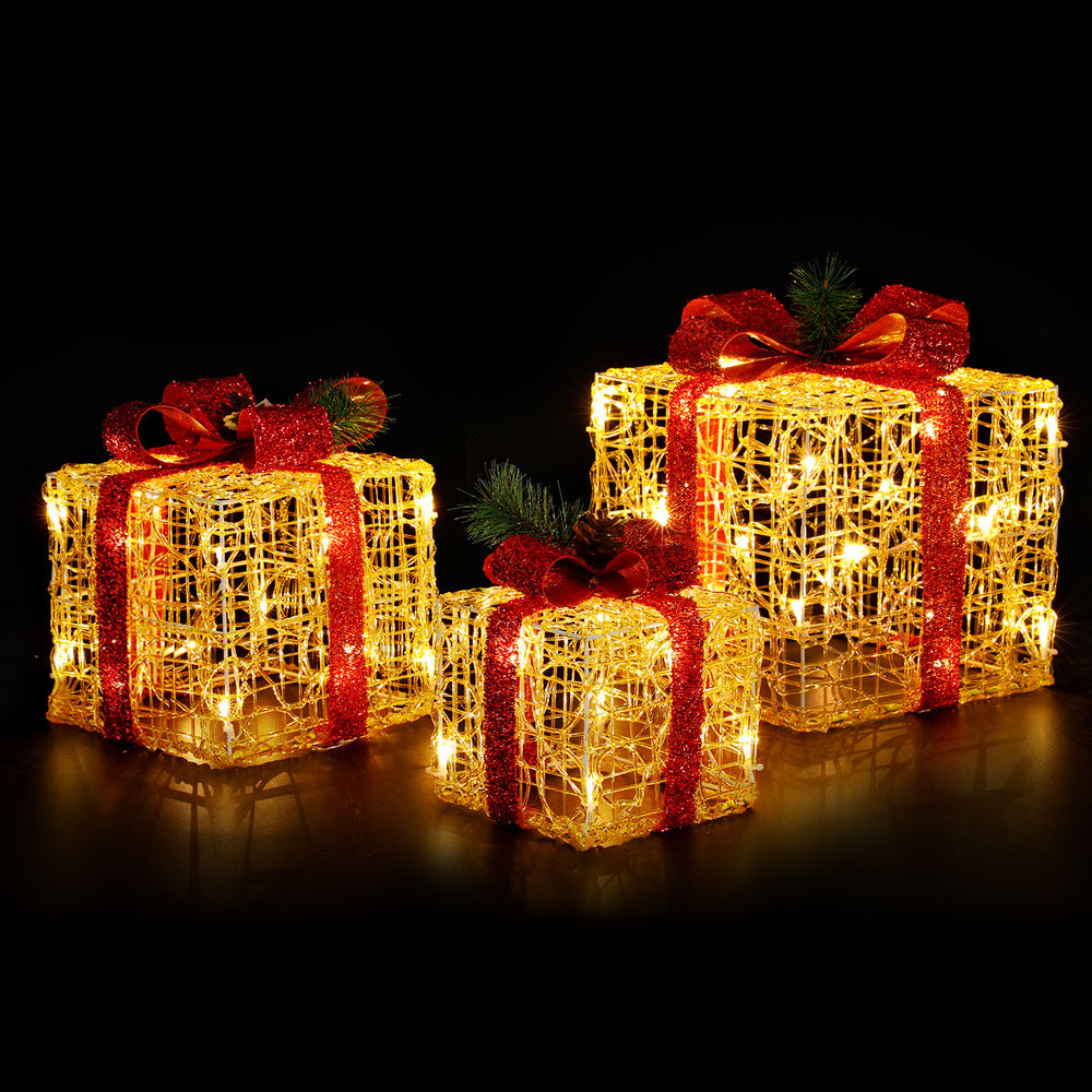 3 PCS Christmas Lights Gift Box Set Set 48 LED Decorations Jingle Jollys - SuperSaverAU - view 1