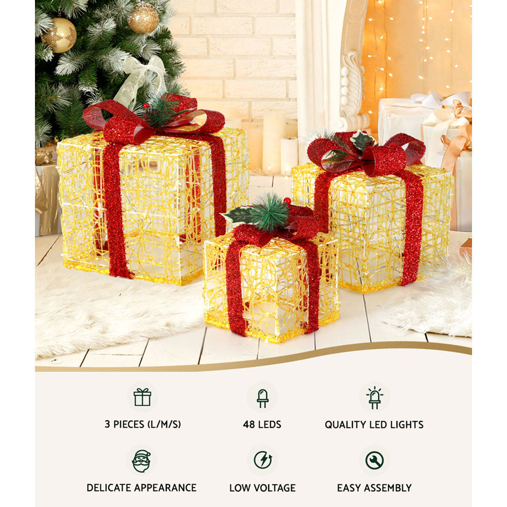 3 PCS Christmas Lights Gift Box Set Set 48 LED Decorations Jingle Jollys - SuperSaverAU - view 4