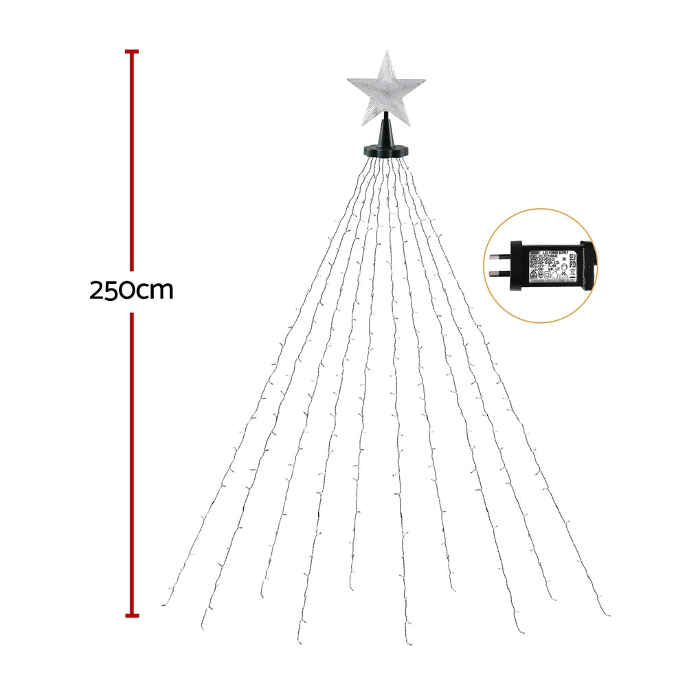 Jingle Jollys 2.5M Christmas Lights Waterfall String Light 300 LED Star Topper - SuperSaverAU - view 2