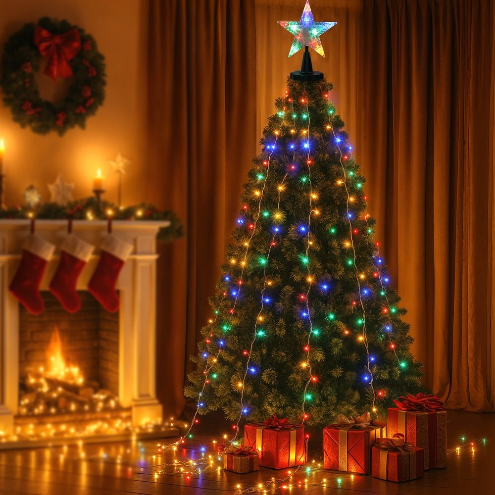 Jingle Jollys 2.5M Christmas Lights Waterfall String Light 300 LED Star Topper - SuperSaverAU - view 6