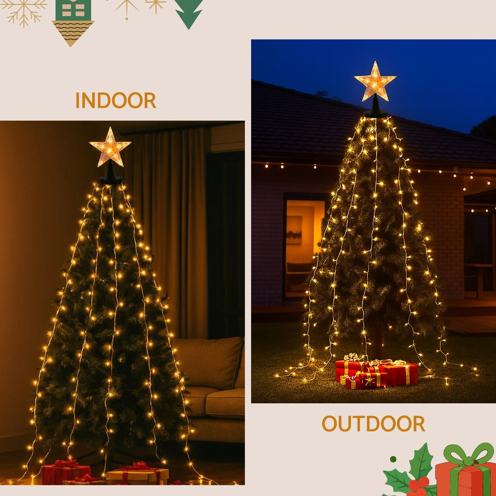 Jingle Jollys 2.5M Christmas Lights Waterfall String Light 300 LED Star Topper - SuperSaverAU - view 5