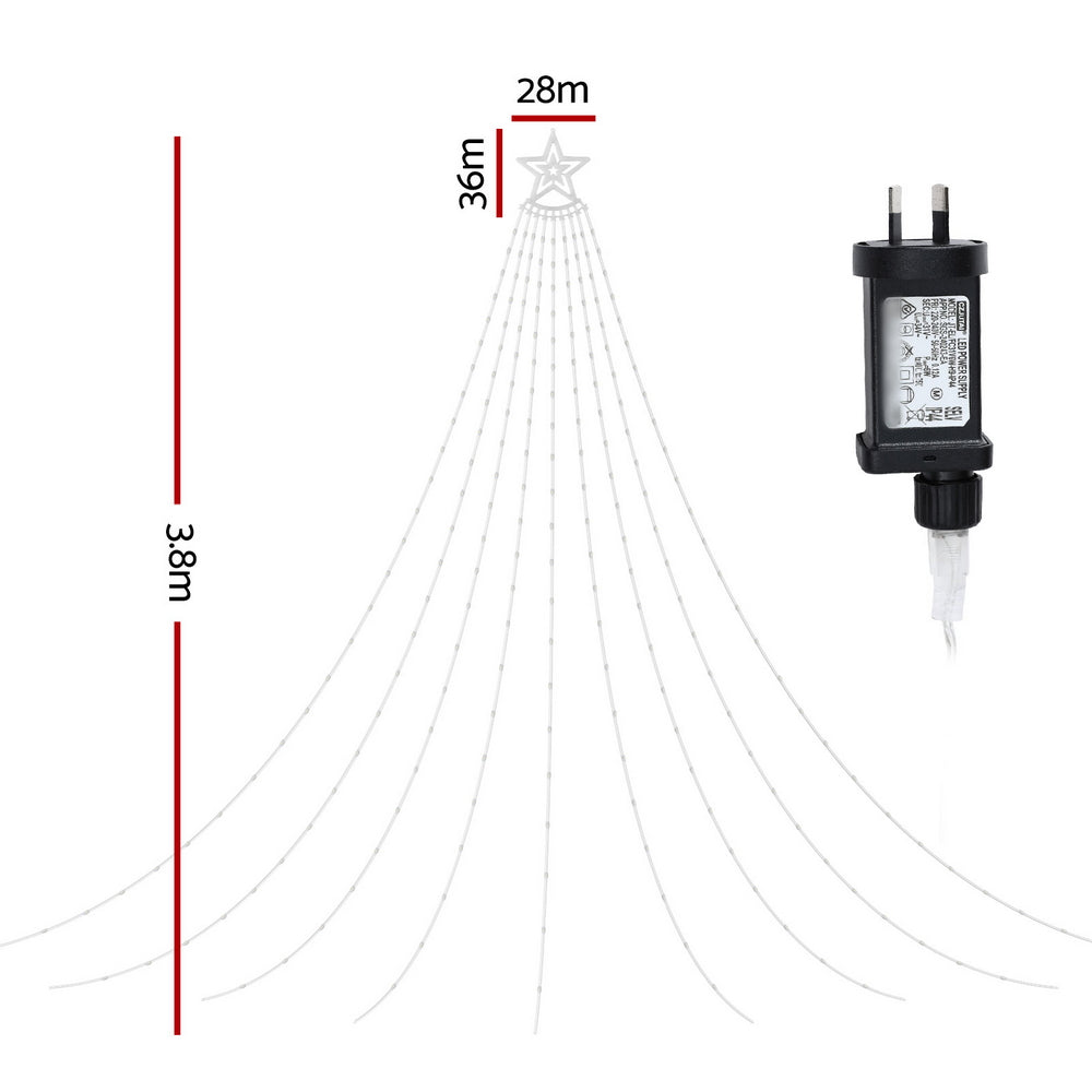 Jingle Jollys 3.8M Christmas Lights Waterfall String Light 340 LED - SuperSaverAU - view 1
