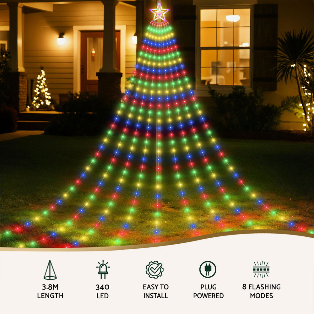 Jingle Jollys 3.8M Christmas Lights Waterfall String Light 340 LED