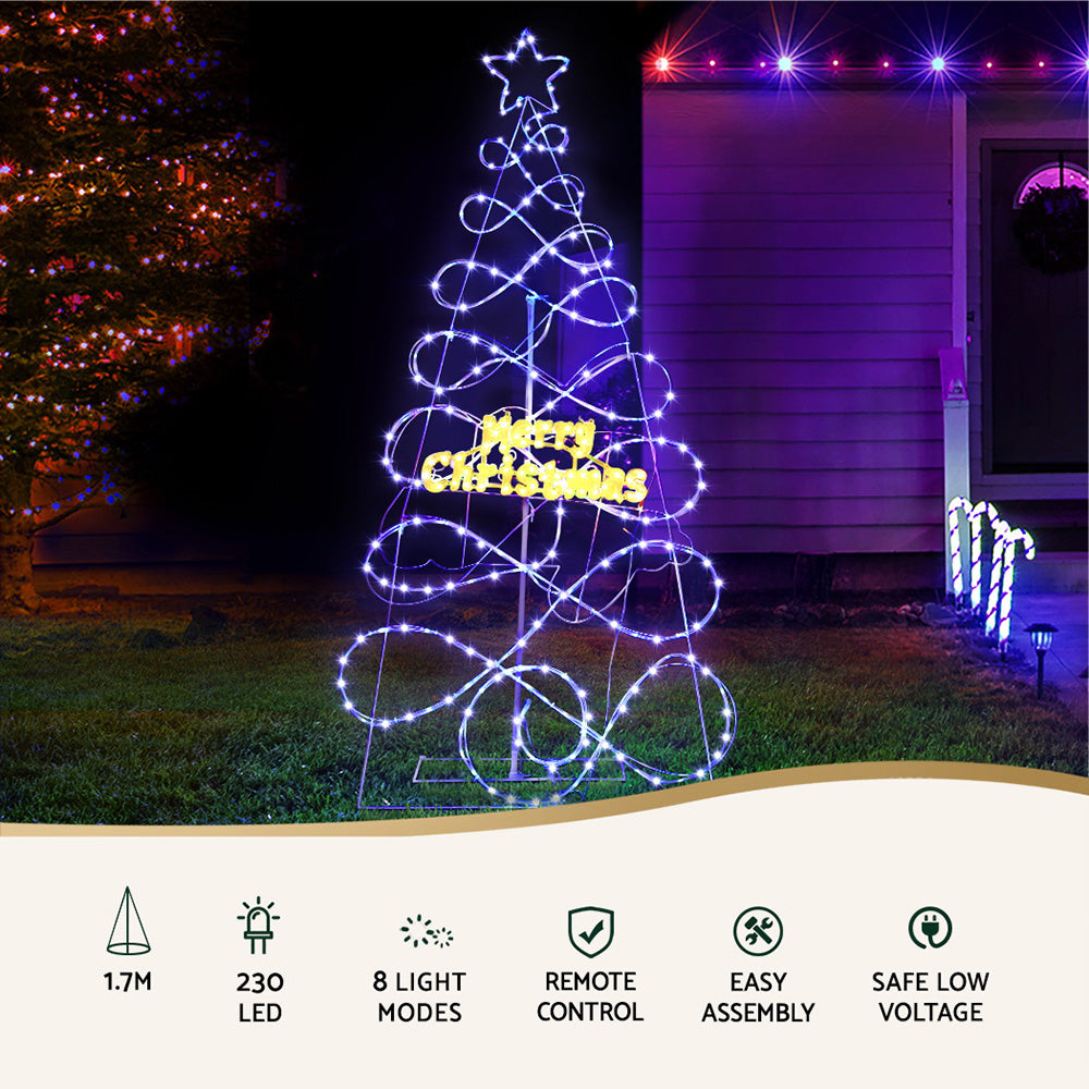 1.7M Christmas Tree 230 LED RGB Motif Lights Jingle Jollys - SuperSaverAU - view 3