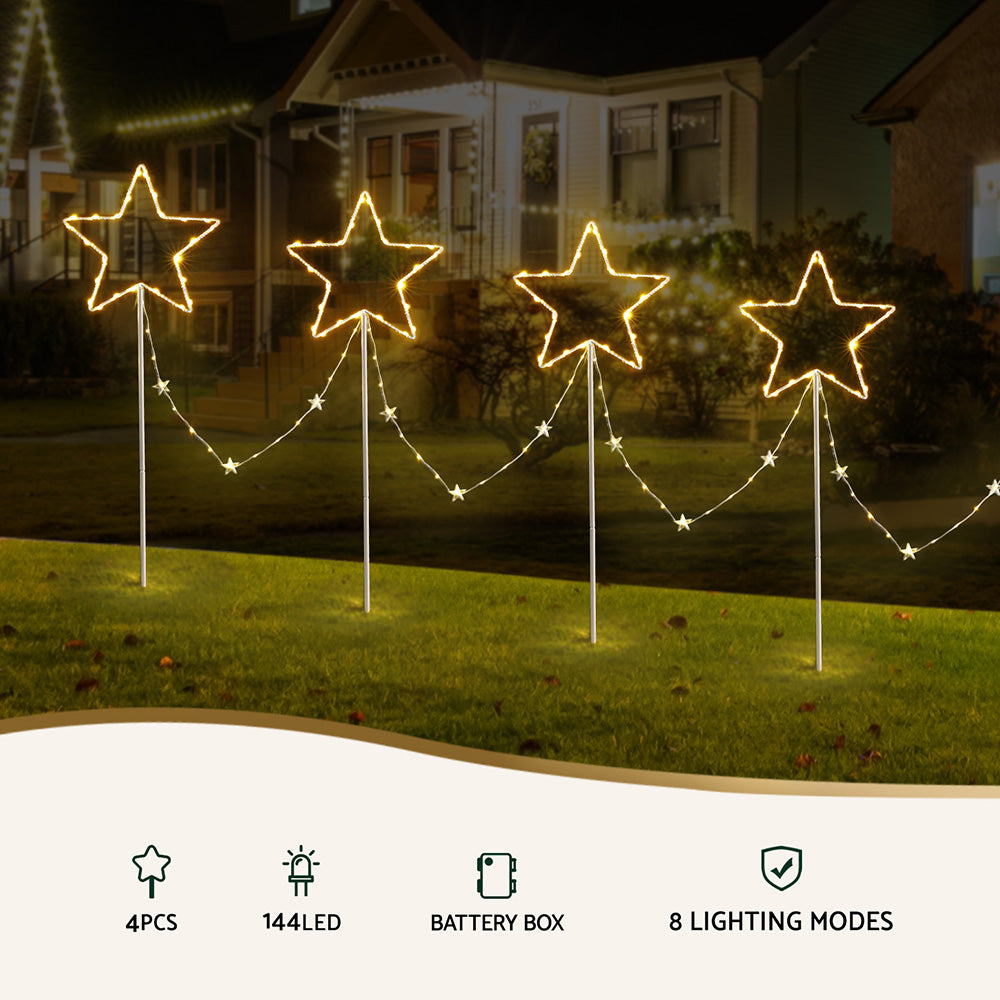 Jingle Jollys 4 PCS Christmas Lights Path Ground Light Garden Decorations 144 LED - SuperSaverAU - view 4