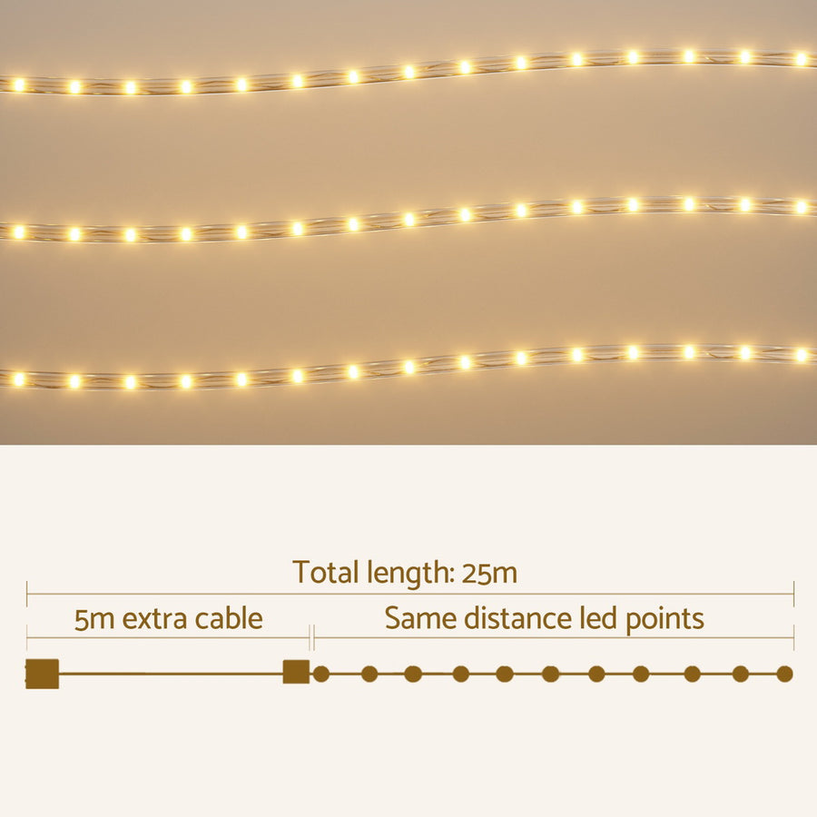 20M Christmas Lights String Rope Light Decorations 600 LED Warm Jingle Jollys - SuperSaverAU - view 1