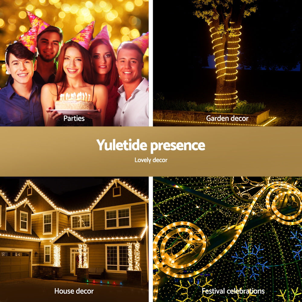 20M Christmas Lights String Rope Light Decorations 600 LED Warm Jingle Jollys - SuperSaverAU - view 2