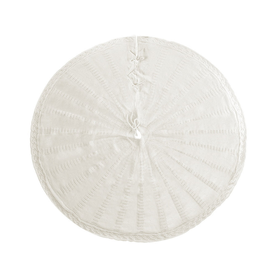 Jingle Jollys Christmas Tree Skirt 90cm Knitted Fabric Xmas Ornament Decor Beige - SuperSaverAU - view 1