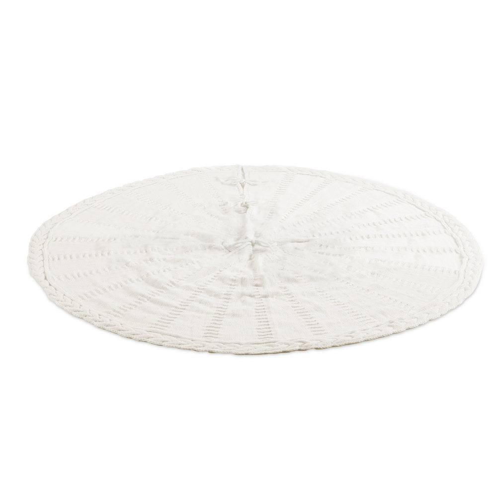 Jingle Jollys Christmas Tree Skirt 90cm Knitted Fabric Xmas Ornament Decor Beige - SuperSaverAU - view 3