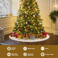 Jingle Jollys Christmas Tree Skirt 90cm Knitted Fabric Xmas Ornament Decor Beige - SuperSaverAU - view 4