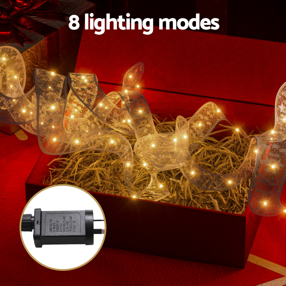20M Christmas Lights Ribbon Fairy Light 200 LED Warm Jingle Jollys - SuperSaverAU - view 4