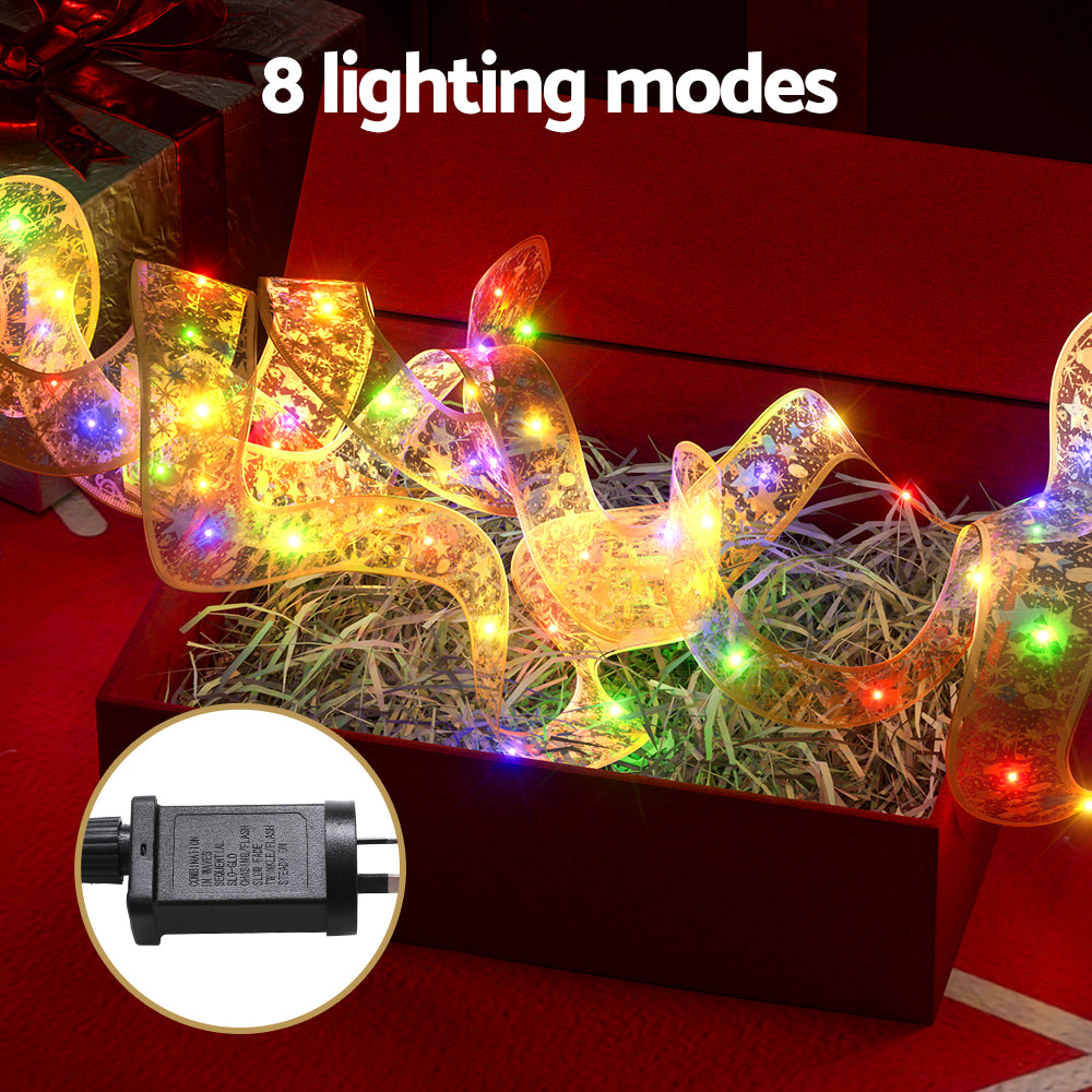Jingle Jollys 20M Christmas Lights Fairy Ribbon Light 200 LED Xmas Decor Golden - SuperSaverAU - view 5