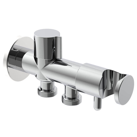 Evekare Chrome Dual Hand Spray Holder and Shut Off Valve, 7.5L/min