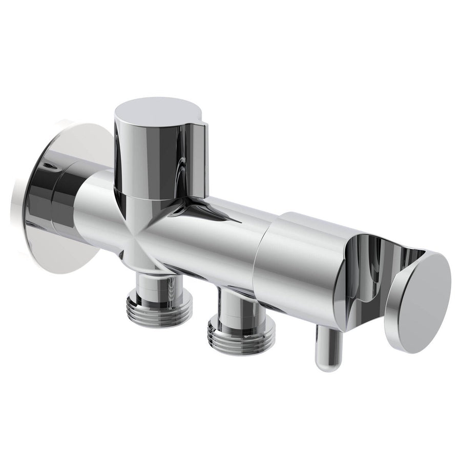 Evekare Chrome Dual Hand Spray Holder & Shut Off Valve - 138mm x 76mm x 43mm - Aged Care Solution - SuperSaverAU - view 1