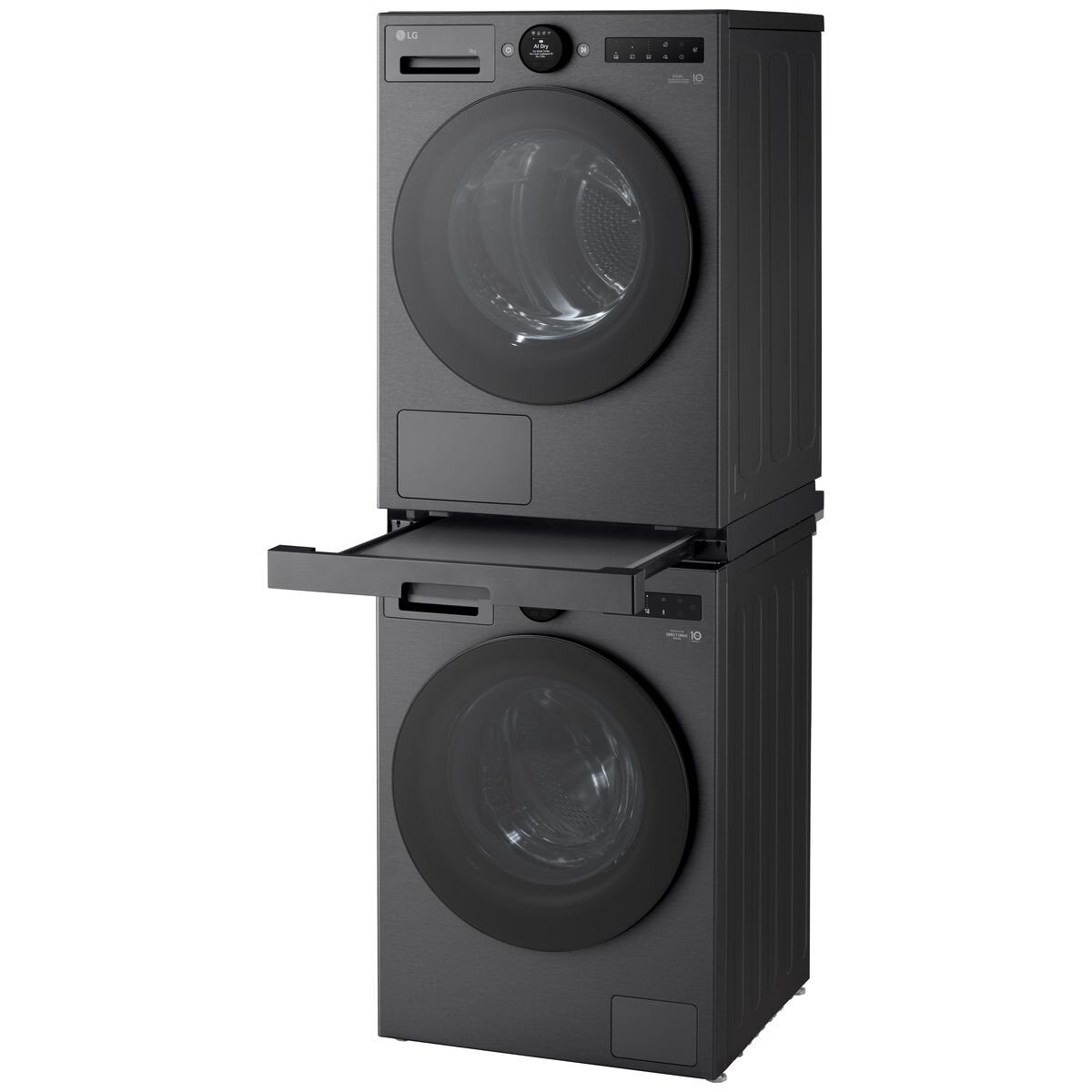 LG washer and dryer stacking kit with shelf - Matte Black finish - 70mm height - STKIT-MB