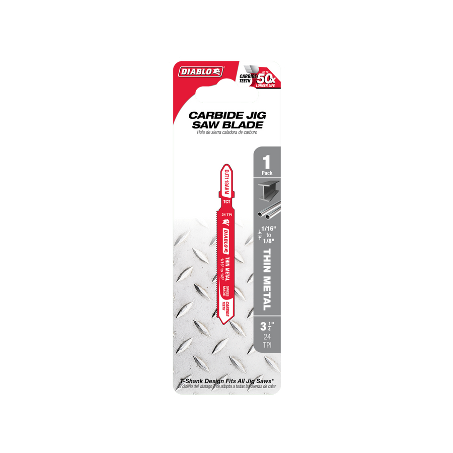 Diablo 83mm Tungsten Carbide Jig Saw Blade - Thin Metal Cutting - 24 TPI - SuperSaverAU - view 1
