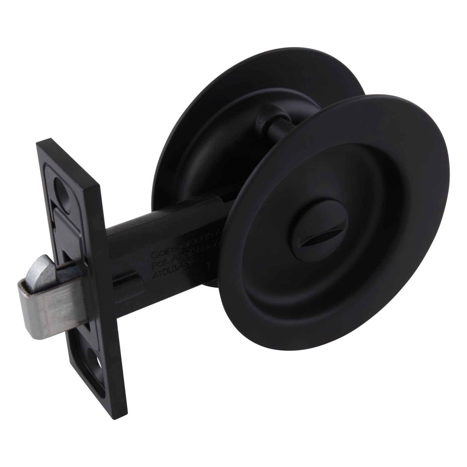 Gainsborough 70mm Matt Black Circular Privacy Sliding Cavity Door Set Lockable
