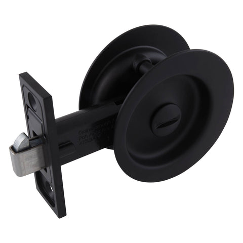 Gainsborough 70mm Matt Black Circular Privacy Sliding Cavity Door Set Lockable