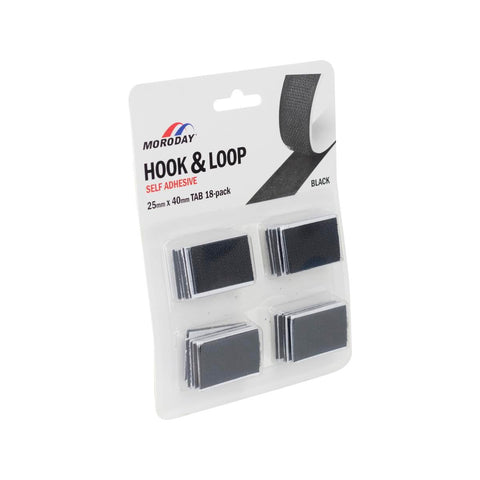 Moroday Black Self Adhesive Hook and Loop Tab - 25x40mm - 18 Pack - Durable - SuperSaverAU - view 1