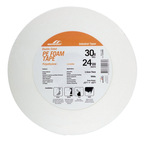 Moroday Double Sided Foam Tape - 24mm x 30m - Polyethylene - Strong Adhesion - SuperSaverAU - view 1