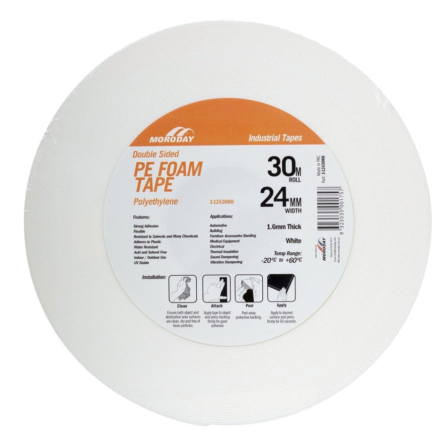 Moroday Double Sided Foam Tape - 24mm x 30m - Polyethylene - Strong Adhesion - SuperSaverAU - view 1