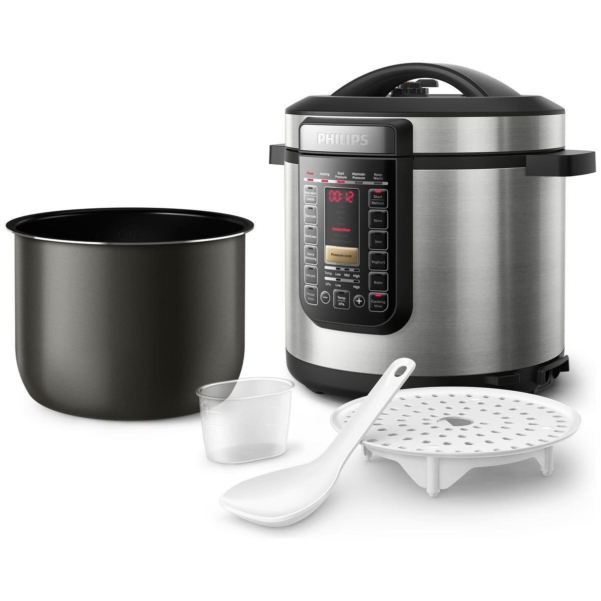 Philips All-In-One XL 8L Multi Cooker - 1500W, 20 Pre-Set Programs, Black and Silver - HD2238-72