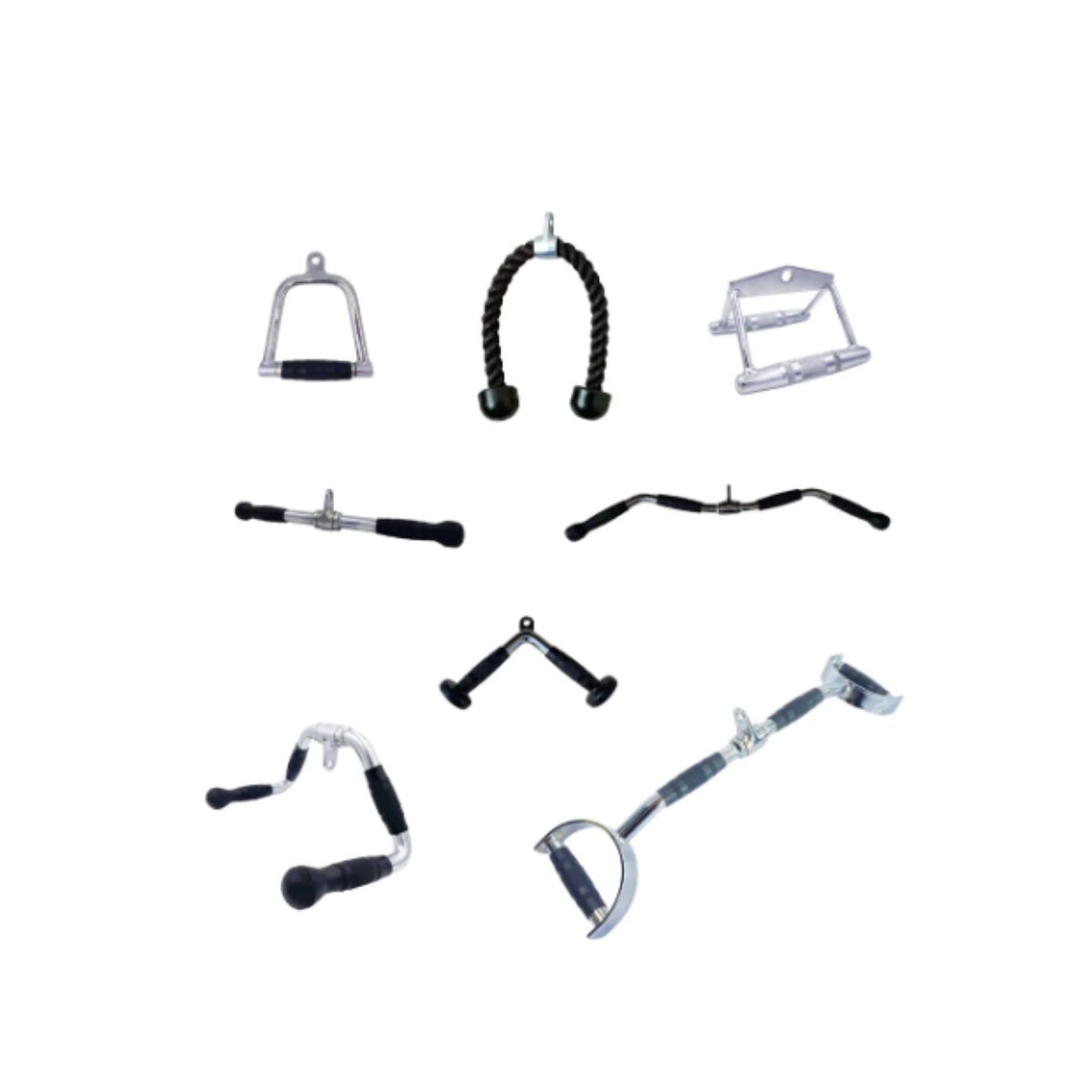 Insource Cable Attachment Package - 8 Attachments Including Tricep Rope and EZ Curl Bar - MEGACABPK