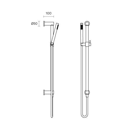 Rogerseller Tonic Baton Shower on Rail - Chrome Finish - 3 Star Water Rating - 3506003101