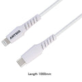 Antsig 1m USB-C to Lightning Cable - 18W Fast Charge, White PVC AP558B