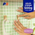 Permastik Small Brass Kitchen Hooks 6 Pack - 110mm x 180mm - Holds 500g - SuperSaverAU - view 2