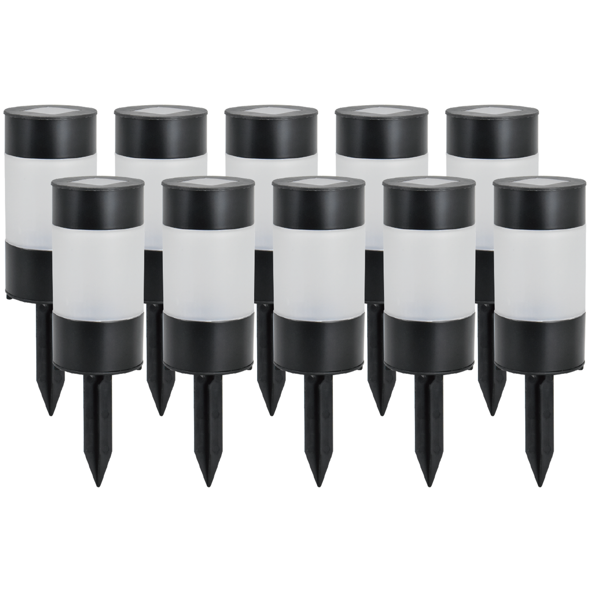 Click Village Solar LED Pathway Bollard - Pack of 10 - Black Stainless Steel - Outdoor Use - SuperSaverAU - view 1
