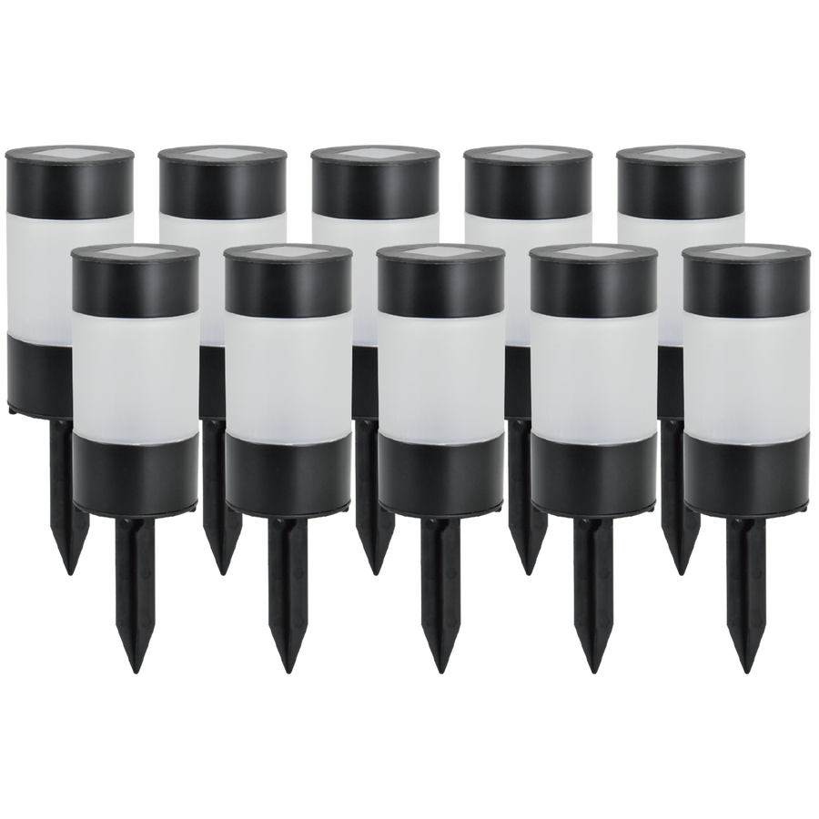 Click Village Solar LED Pathway Bollard - Pack of 10 - Black Stainless Steel - Outdoor Use - SuperSaverAU - view 1