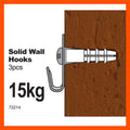 Everhang 15kg Solid Wall Picture Hanging Hook 3 Pack Steel Durable - SuperSaverAU - view 2