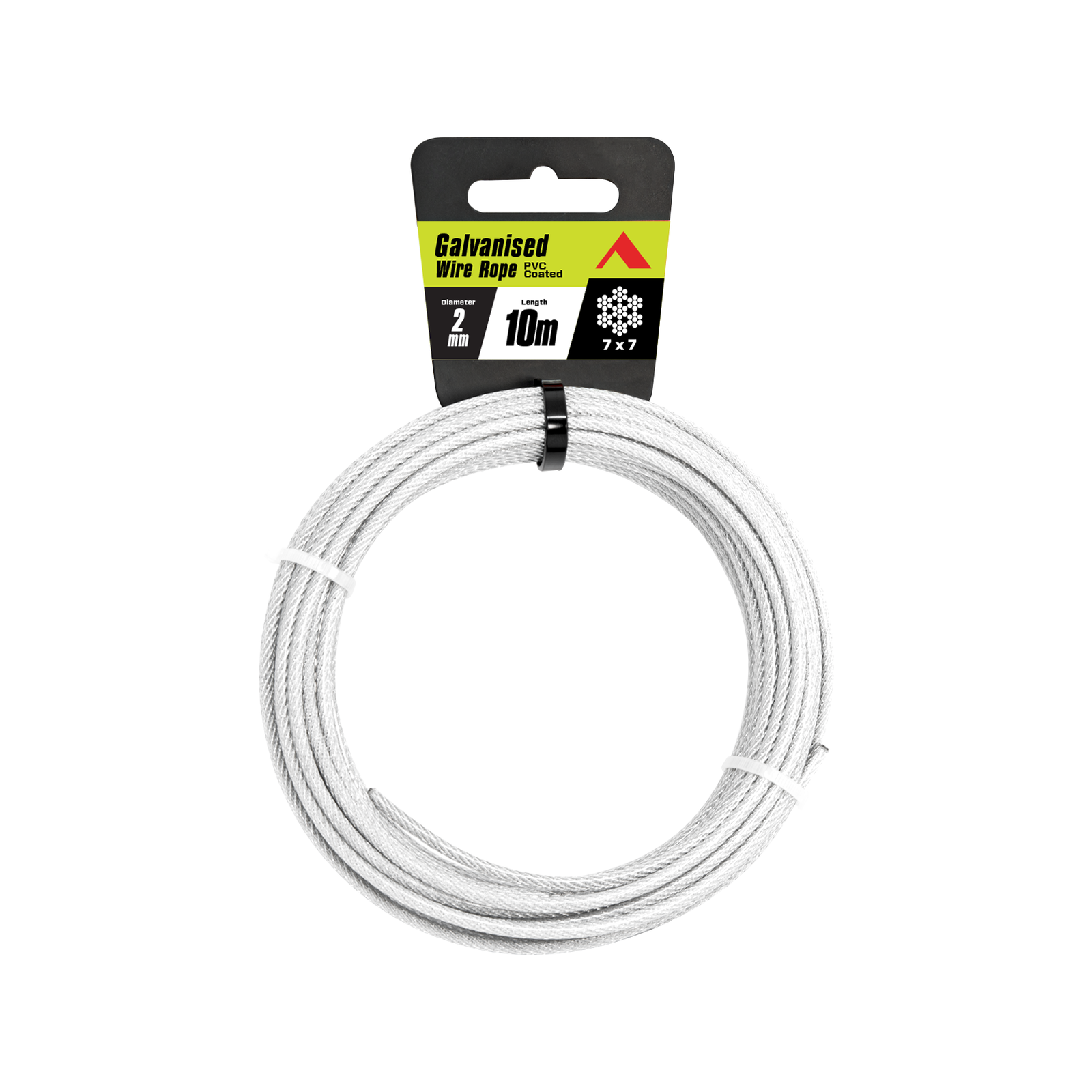 Pinnacle 2mm x 10m Galvanised PVC Coated Wire Rope, 7x7 Construction