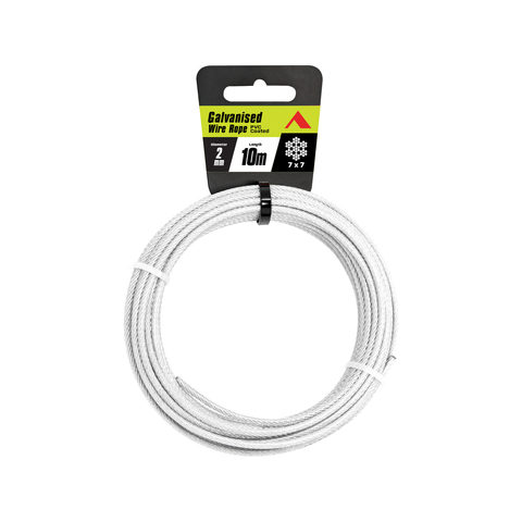 Pinnacle 2mm x 10m Galvanised PVC Coated Wire Rope, 7x7 Construction