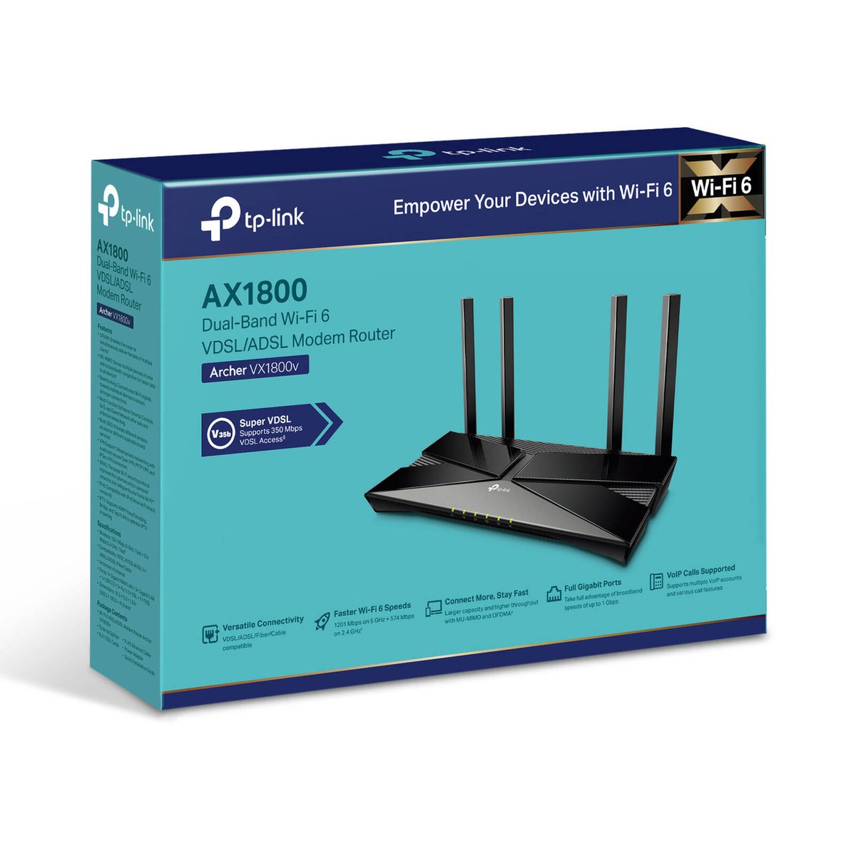 TP-Link AX1800 Dual Band Wi-Fi 6 VDSL ADSL Modem Router - 1800Mbps - Gigabit - SuperSaverAU - view 4