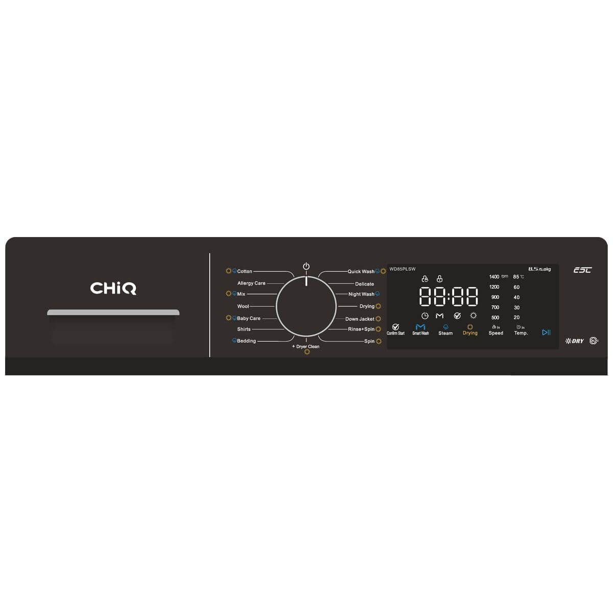 CHiQ 8.5kg/5kg Front Load Washer Dryer Combo - Steam Wash, Allergy Care - White - WD85PLSW