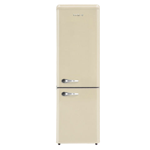 Linarie Annecy 242L Retro Bottom Mount Fridge - Cream, Silver Trim Details, Manual Defrost - LKCO250CREAM