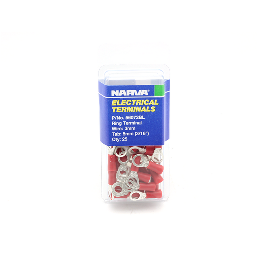 Narva Red Flared Vinyl Insulated Ring Terminal 5mm 25 Pack - SuperSaverAU - view 1